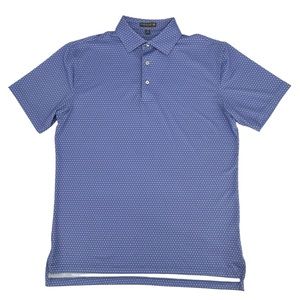 PETER MILLAR Blue & White Summer Comfort Performance Golf Polo Shirt Size Medium